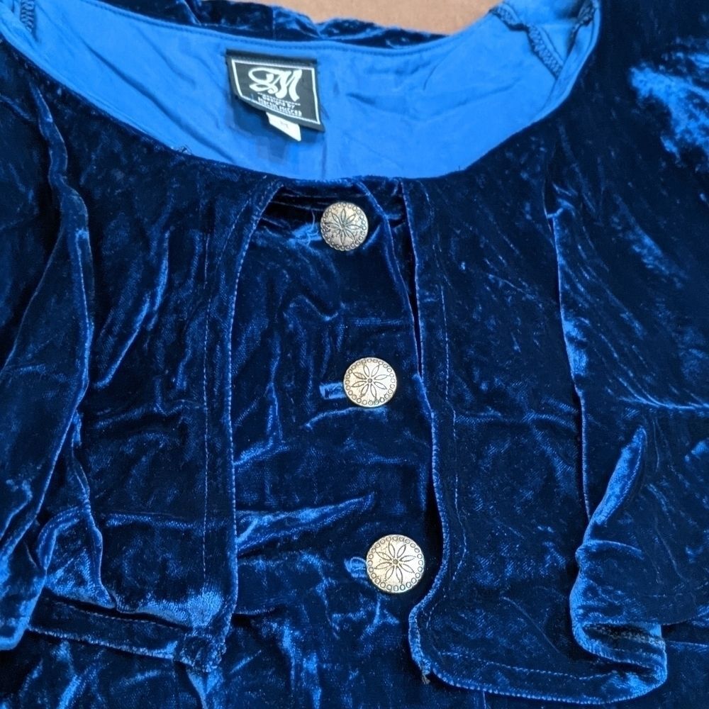 M Designs by Martin McCrea Blue Velvet Top Size M - Picture 8 of 10